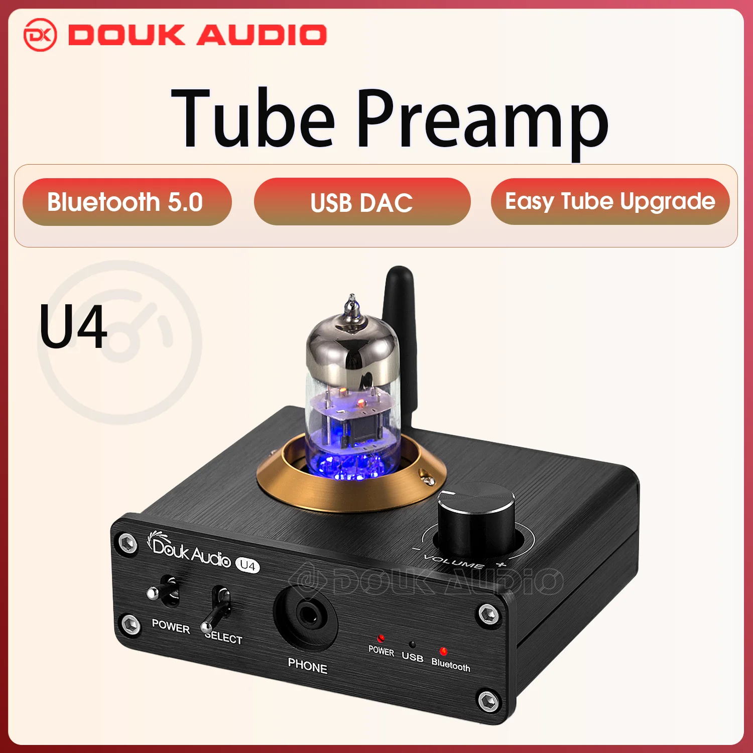 Douk Audio U4 Mini Bluetooth 5.0 Tubo Amplificatore per cuffie USB DAC Preamplificatore audio stereo Scheda audio USB APTX-LL