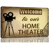 Benvenuto nel nostro Home Theater Metal Tin Sign Vintage theatre Wall Decor per Cinema Bar 8x12
