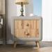 Upholstered Wooden Nightstand with 2 Drawers and Rubber Wood Leg