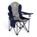 doubob Camping Chair Oversized Padded Folding Quad Arm Chairs with Lumbar Back Support Cooler Bag Cup Holder & Side Pocket Extra Head Pocket Blue&Light Gray