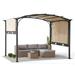 Sunjoy Lindt 9.5 x 11 ft. Outdoor Steel Arched Pergola with Adjustable Canopy for Patio Backyard and Garden Tan & Brown