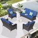 Ovios 4 Pieces Outdoor Patio Furniture Wicker Patio Sectional Sofa with Loveseat for Backyard