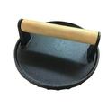 Waroomhouse Healthy Cooking Tool Food-grade Cast Iron Burger Press with Wood Handle Even Heat Transfer Healthy Cooking Ergonomic Meat Press Tool