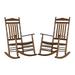 BplusZ Patio Rocking Chairs Set of 2 Wooden Porch Rocker Outdoor Furniture Indoor Brown