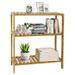 BULYAXIA 3-Tier Bamboo Bookcase Multifunctional Book Shelf Plant Flower Stand Rack Freestanding Display Storage Stand Unit for Living Room Bedroom