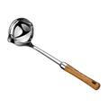 1pc Stainless Steel Hot Pot Spoon Oil Filter Spoon Soup Spoon (Wood color)