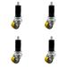 Low Profile Polyurethane Swivel Expanding Adapter Stem Caster Set of 4 w/35mm x 27mm Yellow Wheels and 1-1/8 Stem - 880 lbs Total Capacity - Service Caster Brand