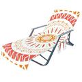 HGYCPP Boho Floral Cartoon Print Chaise Lounge Chair Cover Microfiber Beach Bath Towel with Side Pockets for Patio Sun Lounger Sunbathing