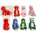 Toddler Infant Dinosaur Costume Flannel Hooded onesie Soft Animal Romper Outfits Gift