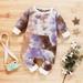 Fnochy Jumpsuits for Little Toddler Girls Long Toddler Baby Boys Girls Long Sleeve Tie-Dyed Romper Jumpsuit