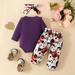 eczipvz Baby Girl Clothes Toddler Girls Long Sleeve Floral Print Tops and Pants Outfits Clothes Set for Children Outfits for (Purple 0-3 Months)
