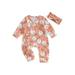 Qtinghua Newborn Baby Girl Christmas Romper Snowman Print Jumpsuit Zip Front Long Sleeve Ruffle Playsuit+Headband Set Pink 3-6 Months