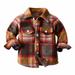 QUYUON Baby Girls Boys Flannel Shirts Toddler Casual Long Sleeve T-Shirt Matching Tops Button-Down Plaid Flannel Shirt Jackets Kids Winter Warm Coat Fall Jackets with Pockets Brown 3-6 Months
