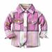 Oalirro Toddler Winter Coat Plaid Shirt Pink Toddler Fall Jacket Long Sleeve Zip up Outerwear 3-4 Years