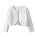 Scyoekwg Child Toddler Kids Baby Girls Coats Fall Fashion Cute Solid Color Long Sleeved Lace Princess Cardigan Shawl Top Coat Clearance White 2-3 Years