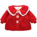 Scyoekwg Newborn Toddler Infants Baby Girls Wimter Coats Long Sleeve Winter Warm Coats Fashion Cute Solid Color Cashmere Coat Jacket Lace Patchwork Lapel Coat Clearance Red 3-4 Years