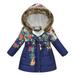 QIPOPIQ Girls Winter Coat with Faux Fur Hood Parka Jacket Faux Fur Collar Jacket Windproof Coat Outwear Sizes 2T-10T Clearance