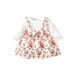 Baby Girls Dress Fake Two Pieces Flower Print Long Sleeve Dress