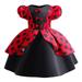 Youmylove Fashion Dresses For Girls Party Dress Vintage Polka Dot Print Party Evening Dress With Puffed Sleeves For Children