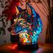 Animal Table Lamp Retro Painting Table Lamp Bohemian Resin Decorative Bedside Lamp Stained Animal Series Night Light Bedside Bedroom Decoration for Holiday Christmas Birthday Gift