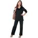 Plus Size Women's Velour Jogger Set by Roaman's in Black (Size 30/32)