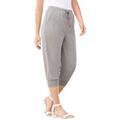 Plus Size Women's Drawstring Soft Knit Capri Pant by Roaman's in Medium Heather Grey (Size M)