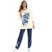 Plus Size Women's Floral Tee and Pant Set by Woman Within in Navy Floral Placement (Size 4X)