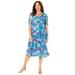 Plus Size Women's Stretch Lace Fit & Flare Dress by Catherines in Deep Teal Watercolor Floral (Size 3X)