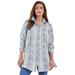 Plus Size Women's Kate Tunic Big Shirt by Roaman's in White Layered Animal (Size 30 W) Button Down Tunic Shirt