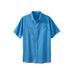 Plus Size Women's Short-Sleeve Linen Shirt by KingSize in Pacific Blue (Size 6XL)