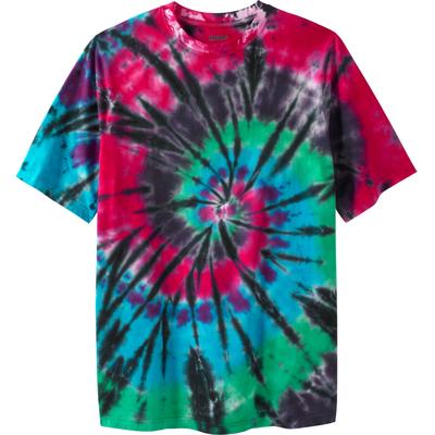 Plus Size Women's Lightweight Tie-Dye Crewneck Tee by KingSize in Black Tie Dye (Size XL)