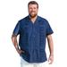 Plus Size Women's Short-Sleeve Guayabera Shirt by KS Island in Navy (Size XL)