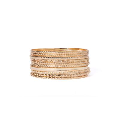 Plus Size Women's Textured Bangle Set by Accessories For All in Gold