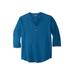 Plus Size Women's Gauze Mandarin Collar Shirt by KingSize in Midnight Teal (Size 2XL)