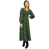 Plus Size Women's Smocked Bodice Tiered Midi Dress by ellos in Green Vine Ditsy (Size 14/16)