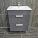 Debba 600mm Wall Hung Vanity Unit Anthracite Grey Gloss with Ceramic Basin, Without Tap - Dark Grey - Roca