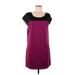Express Casual Dress - Shift Scoop Neck Short sleeves: Burgundy Print Dresses - Women's Size Medium