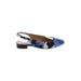 Talbots Flats: Slingback Chunky Heel Casual Blue Shoes - Women's Size 6 - Almond Toe