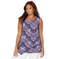 Plus Size Women's Monterey Mesh Tank by Catherines in Vintage Lavender Bias Stripe (Size 5X)