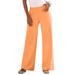 Plus Size Women's Wide-Leg Soft Knit Pant by Roaman's in Orange Melon (Size 4X) Pull On Elastic Waist