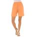 Plus Size Women's Soft Knit Short by Roaman's in Orange Melon (Size 6X) Pull On Elastic Waist