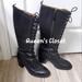 Nine West Shoes | Nine West | Valory Women's Leather Lace Up Tall Combat Boots | Color: Black | Size: 9.5