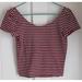 American Eagle Outfitters Tops | American Eagle Womens Cotton Stretch Collection Striped Short Sleeve Blouse Sz M | Color: Red/White | Size: M