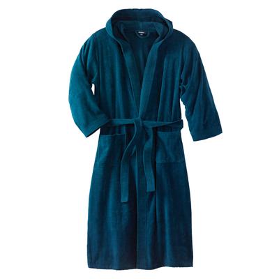 Terry Velour Hooded Maxi Robe by KingSize in Midnight Teal (Size 4XL/5XL)