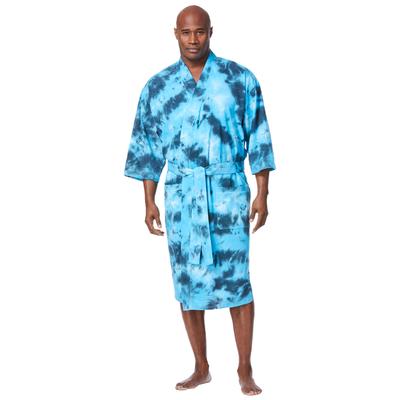 Cotton Jersey Robe by KingSize in Electric Turquoise Marble (Size 7XL/8XL)