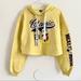 Disney Tops | Disney Classic Mickey Mouse Cropped Hoodie|Xsmall | Yellow | Color: Gold/Red | Size: Xs