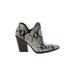 Naturalizer Ankle Boots: Slip-on Chunky Heel Casual Gray Snake Print Shoes - Women's Size 6 1/2 - Almond Toe