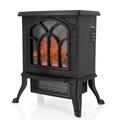 Calager Electric Stove Heater,Free standing Fireplace Heater With Fire Flame Effect,750W/1500W Overheat Protection Electric Log Burner,Adjustable Thermostat Indoor Electric Wood Burner (Black)