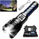 Rechargeable LED Torch Super Bright 90000 Lumens, LED Torch Rechargeable High Power 5 Modes Tactical Police Torch Powerful Flashlight Outdoor Searchlight for Camping Emergency(5000mAh Battery)