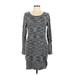 Daisy Fuentes Casual Dress - Sweater Dress: Gray Marled Dresses - Women's Size Large